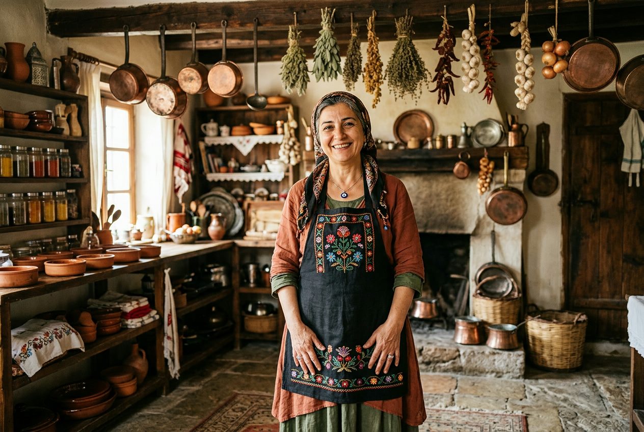 Mihriban Özkan in her kitchen